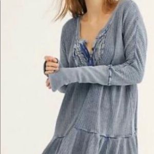 NWT Free People One Jolene Mini Dress Blue size M